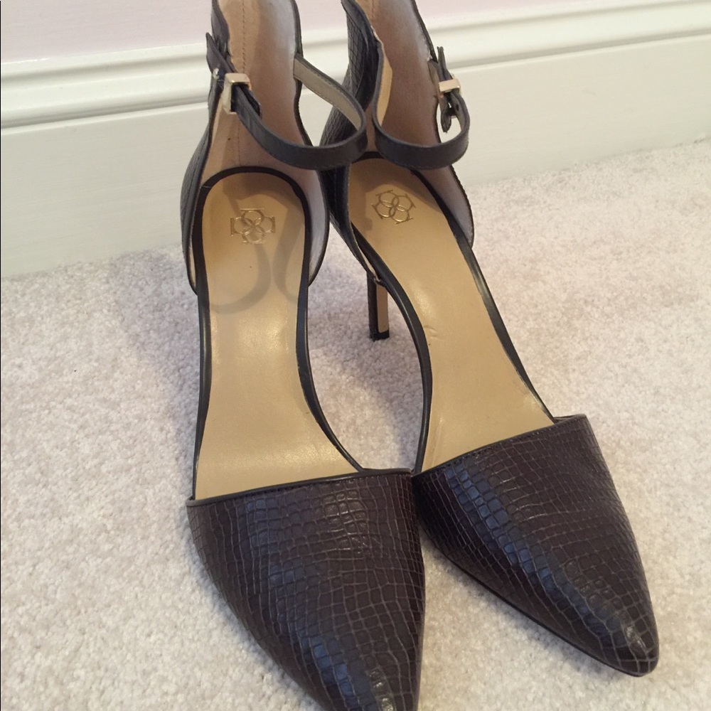 Brown ankle strap heels